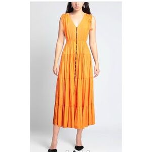 OttoDame Dress Womens Size 2 Orange Maxi‎ Sleeveless Shirt Dress Cotton